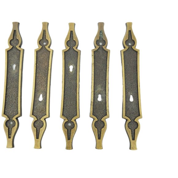 Vintage Metal Backplates Cabinet Drawer Funiture Hardware Medieval Gothic 1971 - Picture 3 of 11